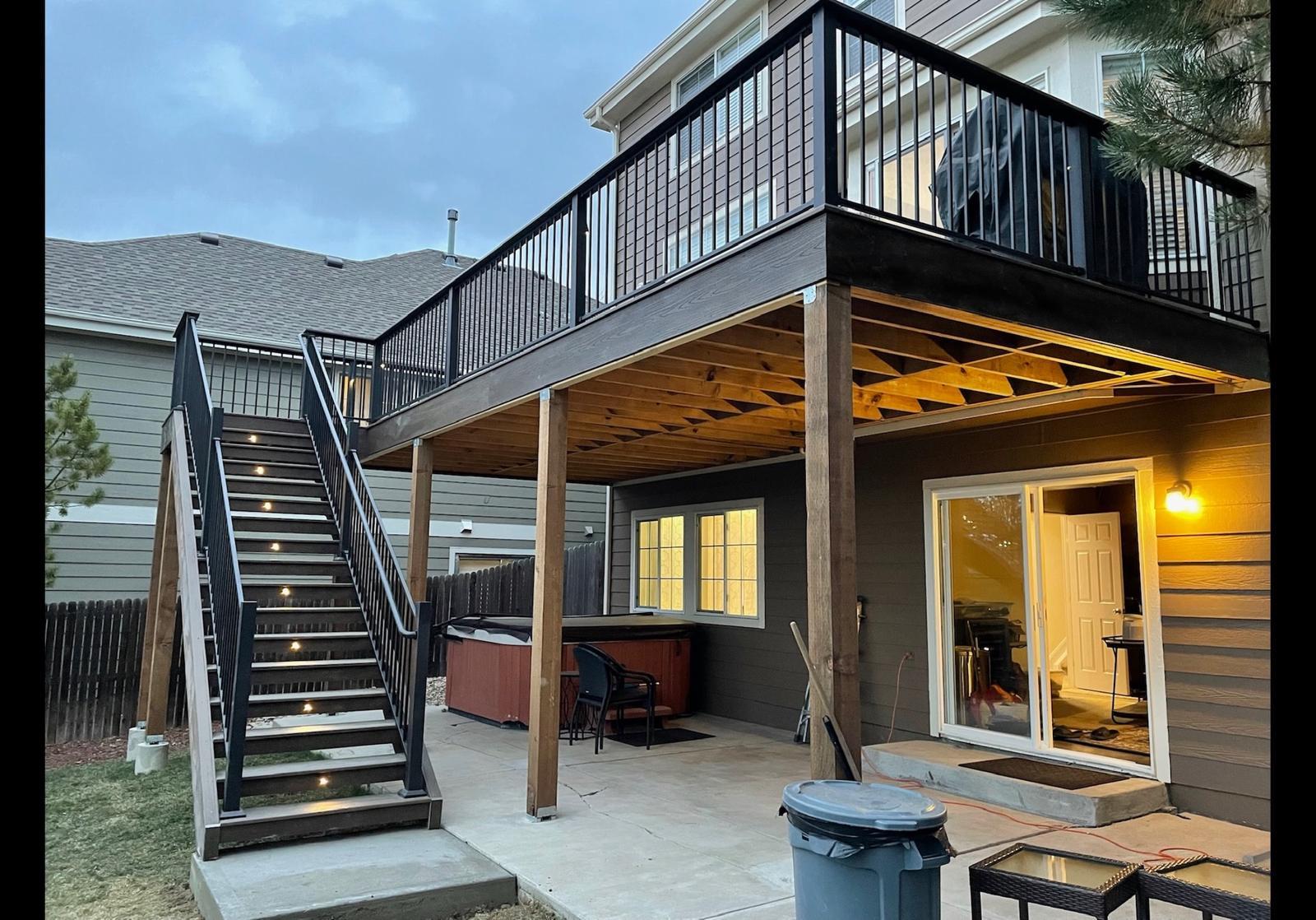 Second-Story Deck with Stair Lighting