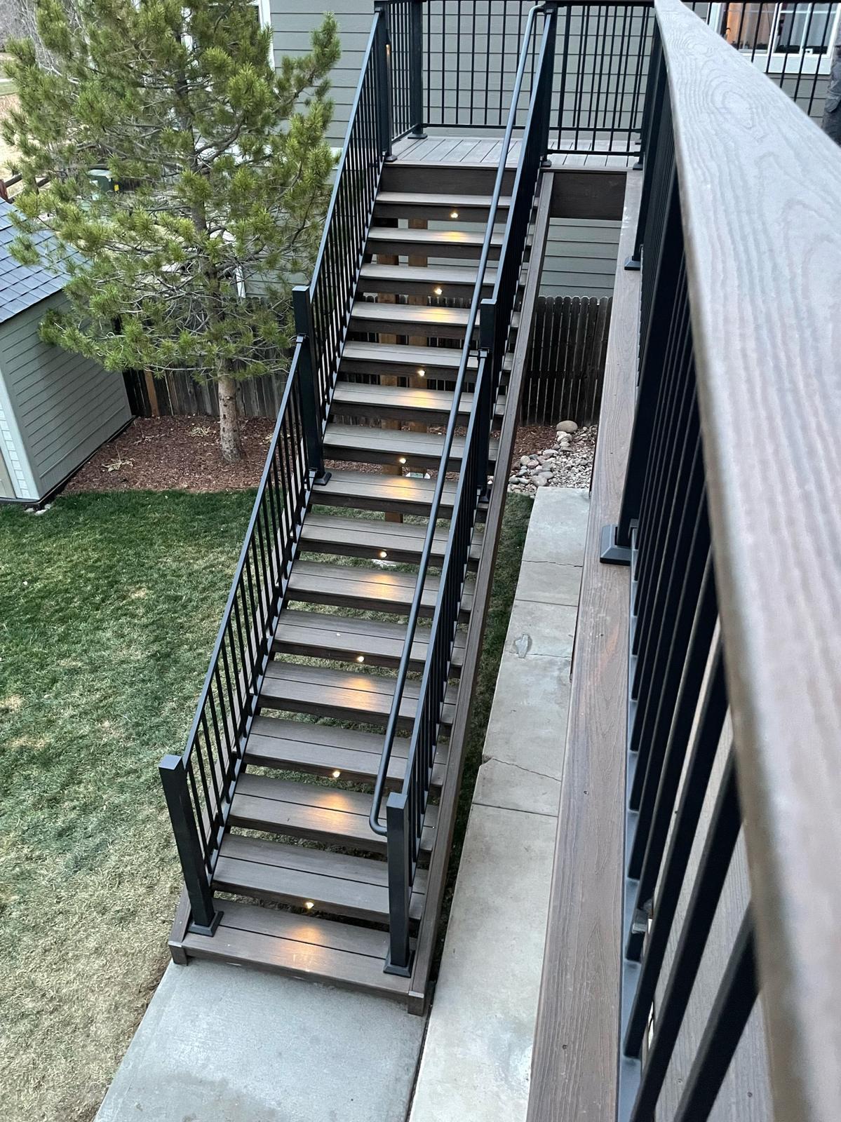 Deck Staircase with Riser Lights